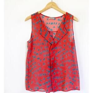 Necessary Clothing Printed Sheer Sleeveless Blouse